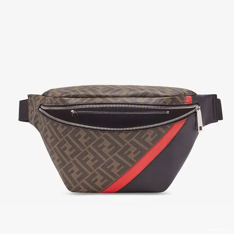 Affordable HOT Fabric In Fendi Bag Red Motif Belt Brown FF 0704
